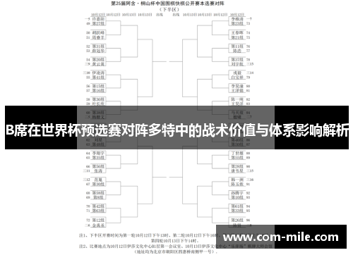 B席在世界杯预选赛对阵多特中的战术价值与体系影响解析