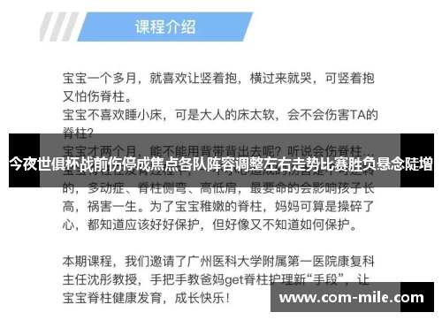 今夜世俱杯战前伤停成焦点各队阵容调整左右走势比赛胜负悬念陡增